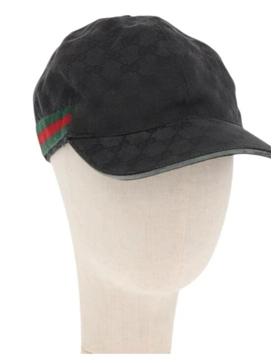 GUCCI GG Canvas Web Sherry Line Cap Black Red Green 200035 Auth 163480 main image 8